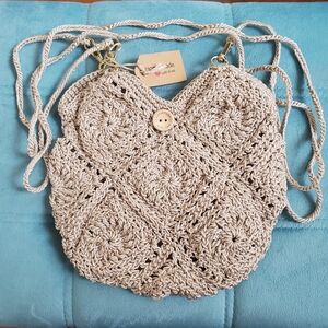 Handmade Beige Crochet Shoulder Bag